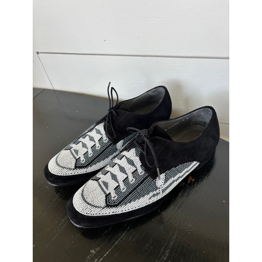 Donald J Pliner Glass Beaded Black and White Made in Italy Shoes Size 8 M - Picture 2 of 8